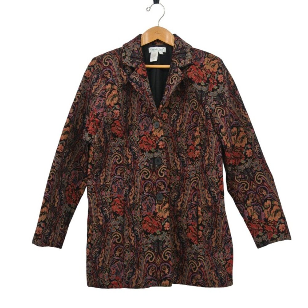 Coldwater Creek Vintage Stitched Cotton Paisley Artisan Jacket Size M